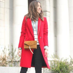 [NWT] Zara Red Overcoat (Size: XS)